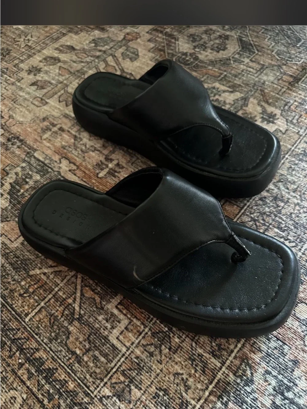 ASOS Black Platform Slide Sandals with Wide Strap